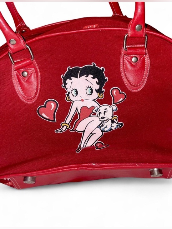 Betty Boop Handbags - Betty Boop Red Satchel with Character Applique